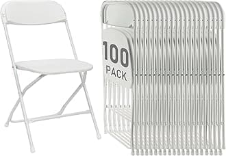 100 Pack White Plastic Folding Chairs, Portable Party Chairs, Stackable Commercial Seats with Steel Frame for Home Office Wedding Party Indoor Outdoor Events Chairs, 350lbs Capacity