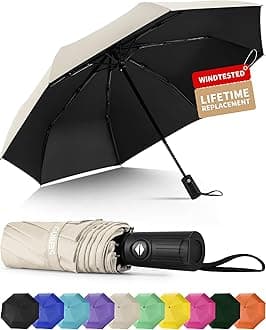 Seniny Windproof Travel Umbrella, Automatic Umbrellas for Rain, Portable & Compact Umbrellas for Backpack, Strong UV for Protection, Folding Small Sun Umbrella for Car, Walking