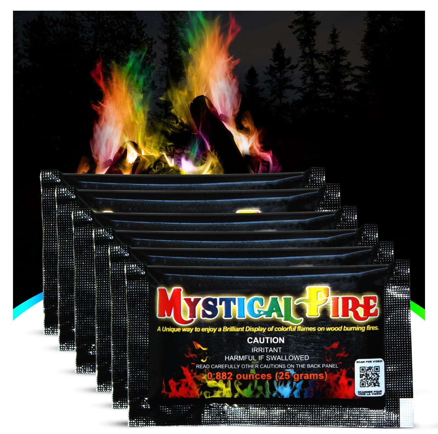 Mystical Fire Color Changing Packets Fire Pits Campfire Enchanted Multi-Color Magical Fun for Indoor Fireplace or Outdoor Use 0.882 Ounces (Regular, 25, Pack)