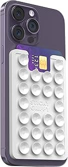 Suction Phone Card Holder Mount, Phone Wallet, Silicon Adhesive Phone Accessory for iPhone and Android, Hands-Free Mirror Shower Phone Holder, TikTok Videos and Selfies (White)