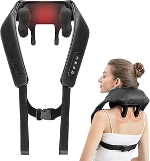 Cordless Neck Massager with Soothing Heat, Deep Tissue 4D Expert Kneading Massager, Shiatsu Neck and Shoulder Massage Pillow for Neck, Traps, Back and Leg, Gifts for Men Women Mom Dad