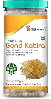 Gond Katira Pure Organic Edible Gum (200g) | 100% Natural Tragacanth Gum Crystals | High Cooling Properties | Kathila Gum | Chahar Gond | Cochlospermum Gossypium