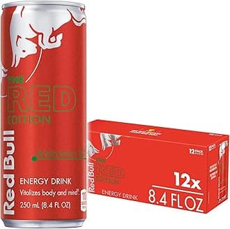 Red Bull Red Edition Energy Drink, Watermelon, with 80mg Caffeine plus Taurine & B Vitamins, 8.4 Fl Oz, Pack of 12 Cans