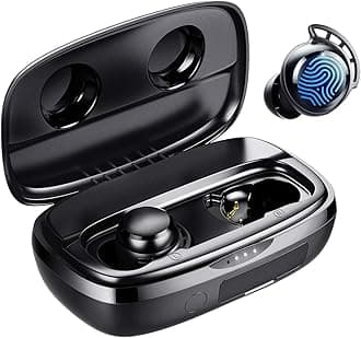 Wireless Earbuds, Bluetooth 5.3 Headphones in Ear with Microphone, Touch Control Earphones with Call Noise Reduction, Bluetooth Earbuds 110H Playtime, Deep Bass IPX8 Waterproof, Black (Black)