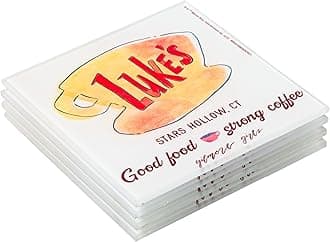 Silver Buffalo Gilmore Girls ‘Luke’s Diner’ Table Glass Coaster Set of 4