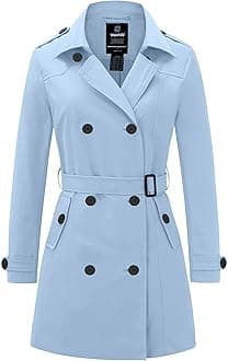 wantdo Women's Waterproof Trench Coat Classic Lapel Outerwear Coat with Belt