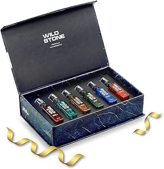 W'il.d S-tone Fragrance Gift Set with Ultra Sensual, Forest Spice, Red, Hydra Energy, Edge and Night Rider Perfume for Men, Pack of 6 (8ml each)