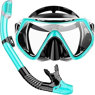 Snorkel Gear for Adults, Dry Snorkel Mask with Panoramic View, Anti-Fog Snorkel Mask for Snorkelling, Swimming, Travel, Diving Kit with