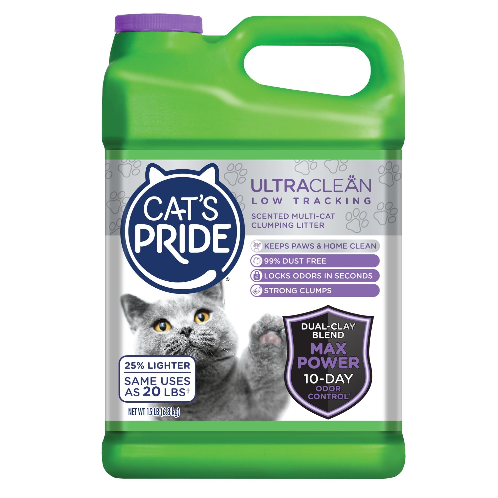 Max Power: UltraClean Low Tracking Multi-Cat Clumping Litter - Keeps Paws & Home Clean - Up to 10 Days of Powerful Odor Control - 99% Dust Free - Fresh Scent, 15 Pounds