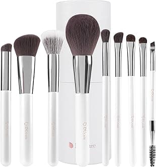 Makeup Brushes, Set of 9, White Ball, Makeup Brush, Eye Shadow Brush, Face Brush, Plenty of Carefully Selected Fine Bristles, Holder Case Included, Portable, Makeup Tool, Gift