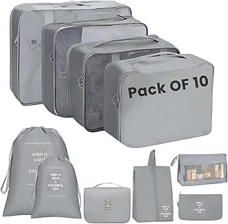 Oceanevo Set of 10 Pieces Packing Cubes Organiser for Travel, Travel Organize...