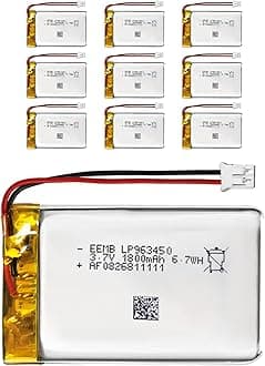 Lithium Polymer battery 3.7V 1800mAh 963450 Lipo Rechargeable Battery Pack with wire JST Connector for Dashcam and Bluetooth Speaker-confirm device & connector polarity before purchase(10)