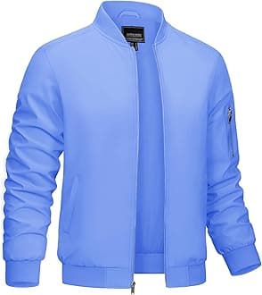 CRYSULLY Men's Bomber Jacket Lightweight Spring Fall Casual Windbreaker Full Zip Outwear Coat