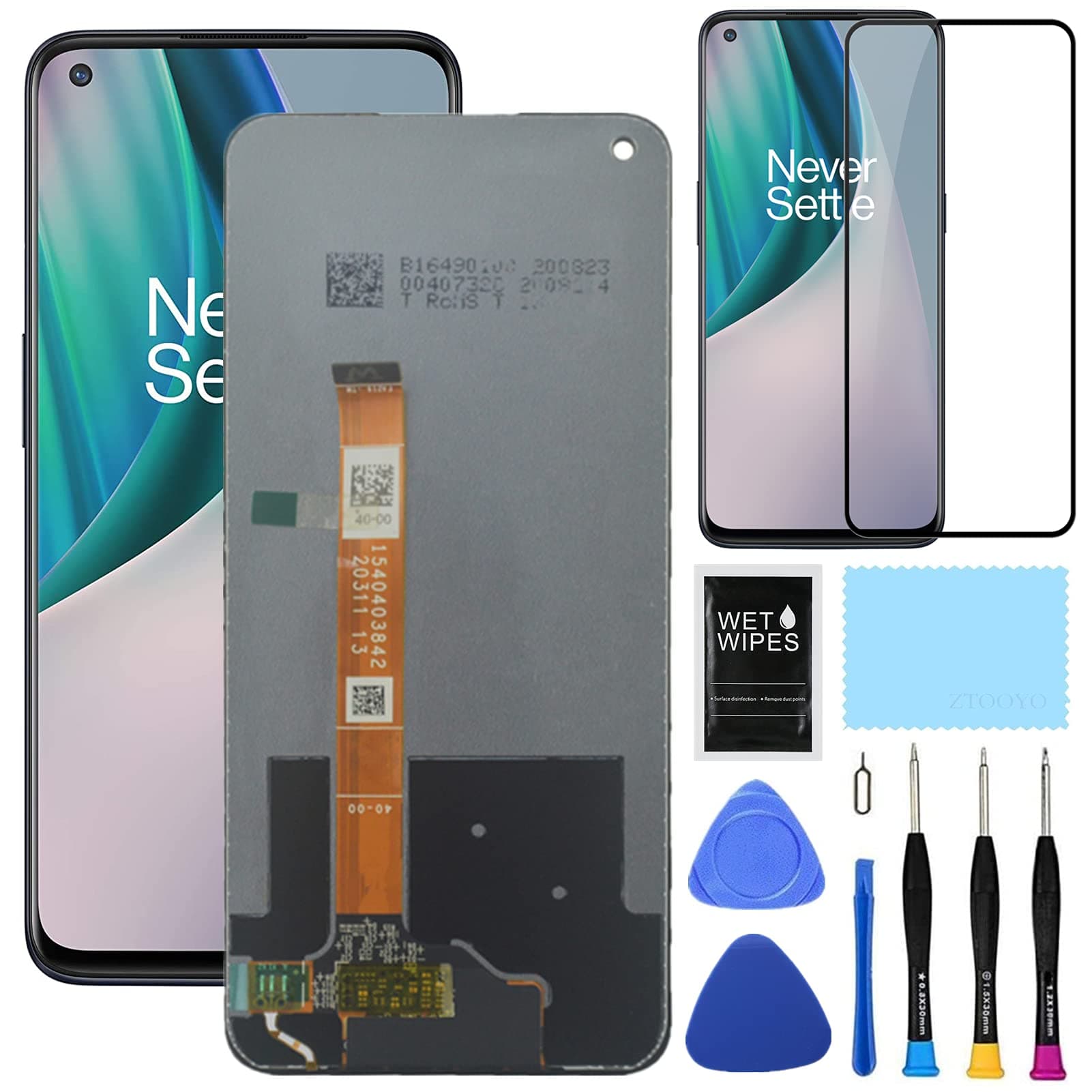 for OnePlus Nord N10 5G Screen Replacement Kit for One Plus Nord N10 LCD Display Touch Screen Assembly with Tools BE2029 BE2028 BE2026 BE2025 BE20299 Black 6.5 inch