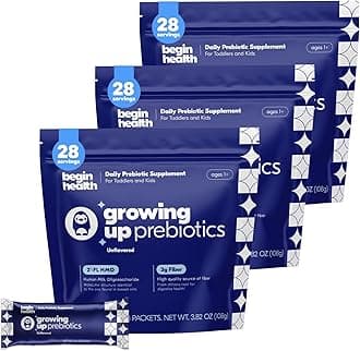 Begin Health Growing Up Prebiotics for Kids 84-Packs | Prebiotic Soluble Powder Stool Softeners and Digestive Gut Health Supplement | Ideal to Mix with Kids Daily Beverages and Soft Foods - Unflavored