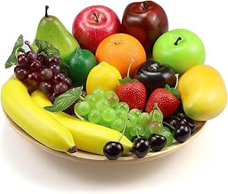 20 Pcs Fake Fruit Pack, Artificial Fruit for Decoration Party, Realistic Fake Fruits Table Centrepieces Decoration Home Kitchen, Lifelike Faux Fruits Apple Bananas