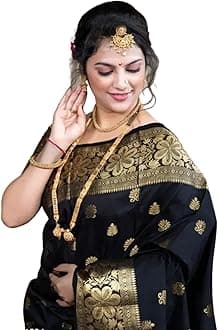 C J Enterprise Women's Pure Soft Silk Saree With Blouse Piece For Wedding