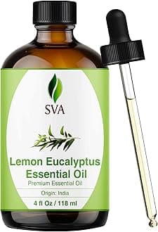 SVA Citriodora Essential Oil – 4 Fl Oz – 100% Natural Lemon Eucalyptus Oil - for Diffuser, Hair Care, Face, Skin Care, Aromatherapy, Scalp and Body Massage, Soap and Candle Making – with Dropper