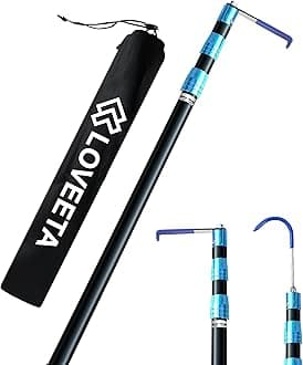 LOVEETA® 6.3 Ft Cargo Grabber Reach Retriever Tool - 2.0 New Upgraded Extendable Pickup Truck Bed Accessories, Multi-Use Truck Bed Reach Tool (Jet Black) - 2 Hooks