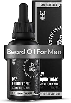 Day Liquid Tonic Beard Oil - Silver Collection (Alfheim's Forests) - Beard Oil for Men - Moisturize, Softens Hair, Reduces Itch - Day Time Beard Growth Oil (1 Fl oz)