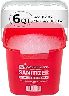 Restaurantware Cleaning Bucket 6 Quart Pack of 1 Plastic Square Bucket for Washing Mopping, Sanitizing Bucket with Built-In Spout and Handle, Red Utility Tool for Household Commercial Use