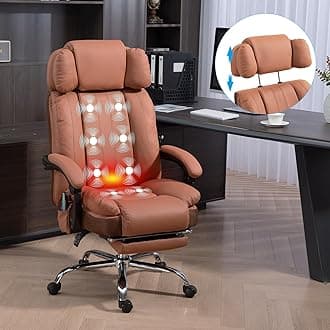 Massage Office Chair with Heat and 8 Vibration Points Big and Tall Executive Office Chair with Adjustable Headrest, Extra Wide Seat, Footrest, Padded Armrests, Reclining High Backrest