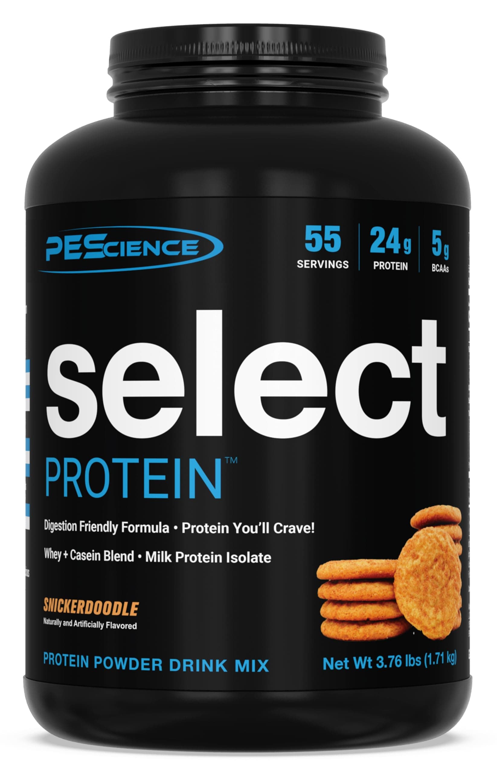Select Protein Powder, Whey and Casein Blend, Lean Protein Powder for Women and Men, Low Calorie, Low Carb, Keto Friendly, Gluten Free, Snickerdoodle - 55 Servings