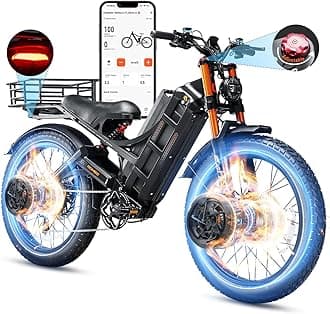 eAhora2025 Romeo Pro 3/ Pro 2 5000W/ 4000W 46-50MPH Dual Motor Electric Bike for Adults, 80/70Ah/200+ Miles Long Range Electric Bike, 26'' Puncture-Proof Tire, 7-Speed Pedal Assist UL Certificate