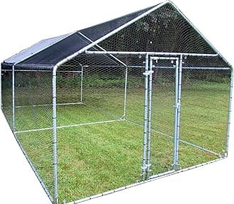 Chicken Run 10x10/20/30 ft. Movable Coop Poultry Dog Rabbit Hen Cage Pen Metal (10'x10') Does NOT Include Long Pipe