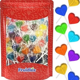 Fruidles Lollipops Mini Heart Shaped Flavored Delicious Lollipop, Individually Wrapped, 5g Lollipop (120 Lollipops, Heart Flavor Mix)