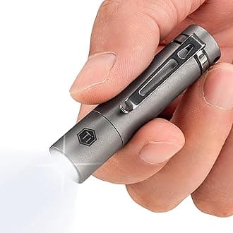 KF04 Mini LED Flashlight with AAA Battery & Pocket Clip - Super Bright Handheld Size Titanium EDC Keychain Penlight for Outdoor Camping, Hiking, Climbing