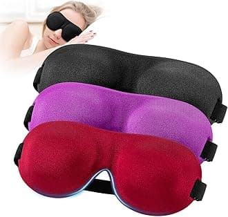 Sleep Mask, 3 Pack Lightweight Comfortable Super Soft Large Adjustable 3D Contoured Eye Masks For Sleeping, Travel, Shift Work, Naps, Night Blindfold Eyeshade For Men Women (Black Red Purple)