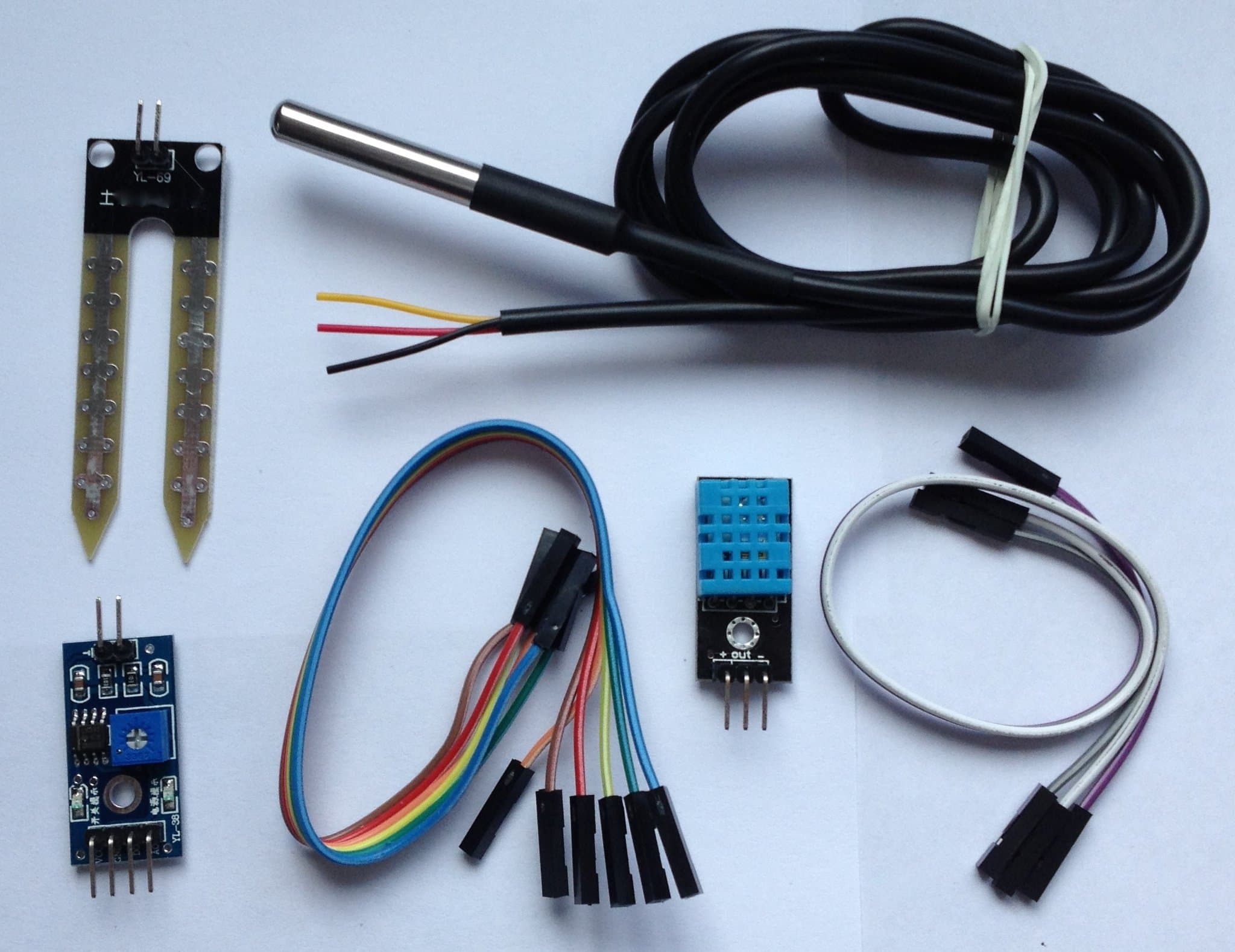 Home Garden Sensor Kit for Arduino DHT11 Humidity Sensor Module Waterproof Digital Temperature Sensor Module DS18B20 and Soil Moisture Sensor, YL – 69