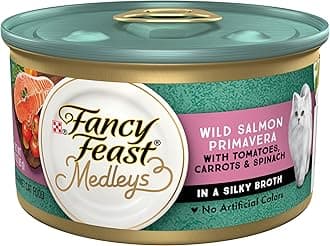 Purina Wet Cat Food Medleys Wild Salmon Primavera With Tomatoes Carrots and Spinach in Silky Broth - (Pack of 24) 3 oz. Cans