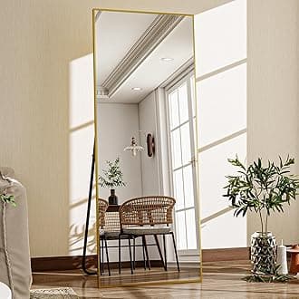 VooBang 68" x 22" Gold Full Length Mirror, Floor Body Mirror with Stand Aluminum Alloy Frame, Standing Hanging or Leaning for Bedroom Living Room