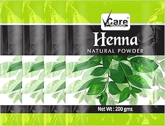 VCare Henna Natural Powder for Hair - 200 gm (Pack of 4) | Natural Conditioning & Anti-Dandruff | Control Hair Fall, Natural Henna Hair Colouring for Women and Men | Henna Powder for Hair Growth