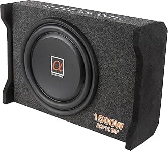 AS12DF 12" 1500 Watts 4-Ohm Down Fire Shallow Mount Flat Enclosed Sub woofer for Tight Spaces in Cars and Trucks, Slim Thin Loaded Subwoofer Air Tight Sealed Bass Enclosure