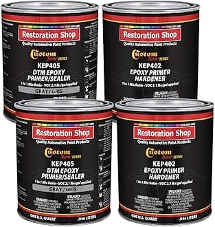 Custom Shop - Gray Epoxy Primer/Sealer 2.1 VOC (Gallon Kit) Anti-Corrosive DTM High-Performance for Automotive and Industrial use. Kit = 2 Qt. Epoxy Primer + 2 Qt. Hardener (1-1 Mix)