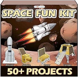Kit4Curious® School Project Kit – Moon Mission Science Exhibition Models and Space Fun 50+ DIY Experiments for Summer Projects