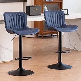 Kidol & Shellder Bar Stools Set of 2 Modern Barstools Adjustable Swivel Faux Leather Counter Stools Wing Back Breakfast Bar Chairs, Purple, 3-5 Mins to Assemble