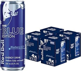 Red Bull Blue Edition Energy Drink, Blueberry, with 114mg Caffeine plus Taurine & B Vitamins, 12 Fl Oz, Pack of 16 Cans