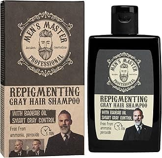– Men's Master Repigmenting Shampoo for Men with Gray Hair | With Baobab Oil and Coloring in 5 minutes | Provides a Natural Light Gray Tone | Ammonia Free, Oxidant Free and Peroxide Free | 120 ml
