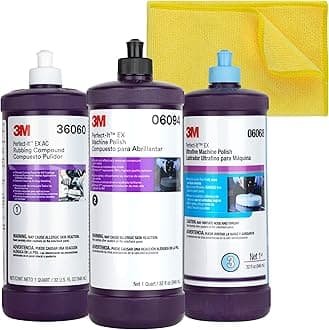 3M Perfect It Buffing and Polishing Kit | 36060 06094 06068 Rubbing Compound, Machine Polish, Ultrafine | Buffing, Car Polishing Kit Bundled with Microfiber Cloth