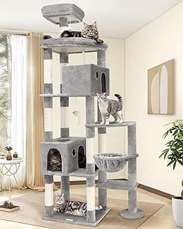 Globlazer Giant Cat Tree, 83 inch Cat Tree for Indoor Cats Large Adult, XXL Cat Tower with 9 Scratching Posts for 20lb+ Heavy Duty Large Adult Cats, F83, Light Grey