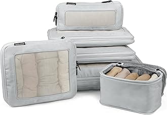 Aerotrunk Compression Packing Cubes,Packing Cubes for Suitcases & Extended Trips,Packing Cubes Compression for 4 to 7 Day Journeys (6-Pack, Grey)