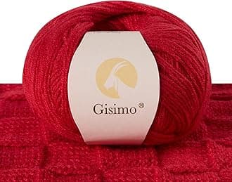 100% Inner Mongolian Cashmere Yarn, 6-Ply Luxurious and Soft Yarn for Hand Knitting & Crocheting (Red,1 Ball)