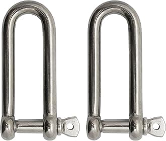 3006.8201.2 BoatTector Stainless Steel Long D Shackle - 1/4", 2-Pack
