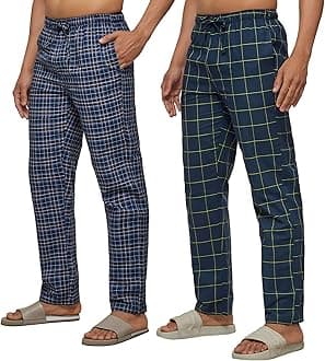 XYXX Mens Cotton Regular Fit Checkered Pyjama | Dual Pockets, Comfortable Lounge Pants for Men