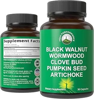 Wormwood Black Walnut Clove Cleanse for Humans. Elimination Detox + Intestinal Support Capsules Supplement for Adults and Kids. Pills with Artichoke and Pumpkin Seed for Additional Benefits