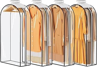 KEETDY 10" Guessted Garment Bags for Hanging Clothes, All Clear 40" Suit Bag for Closet Storage for Suits, Coats, Dresses Cover（4 Packs）